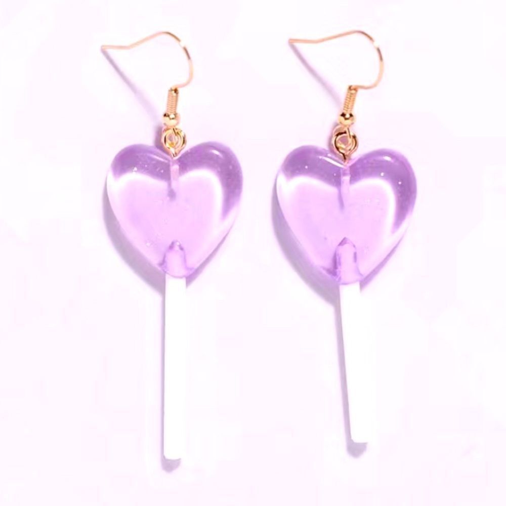 (K1) Adorable Purple Lollipop Earrings